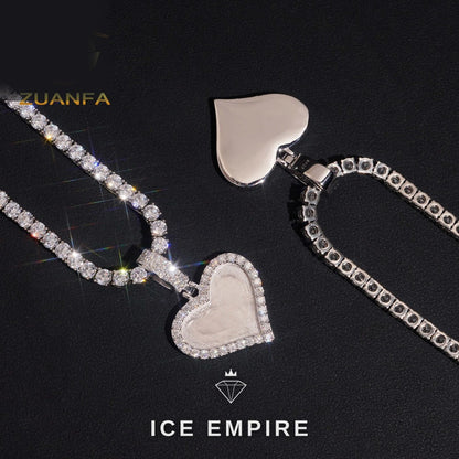 Iced Out Heart Rose Gold Plated Moissanite Pendant