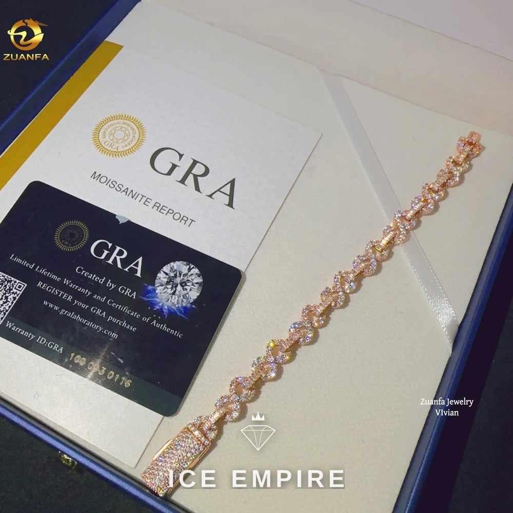 Iced Out 925 Silver Moissanite Cuban Chain