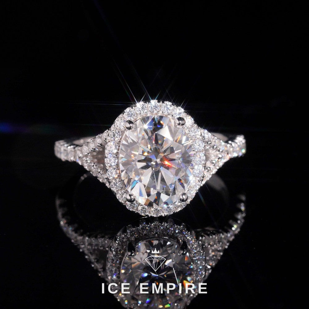 Iced Out Cluster Rose Gold Plated Moissanite Engagement Ring
