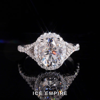 Iced Out Cluster Rose Gold Plated Moissanite Engagement Ring
