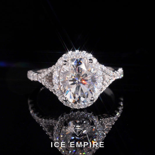 Iced Out Cluster Rose Gold Plated Moissanite Engagement Ring