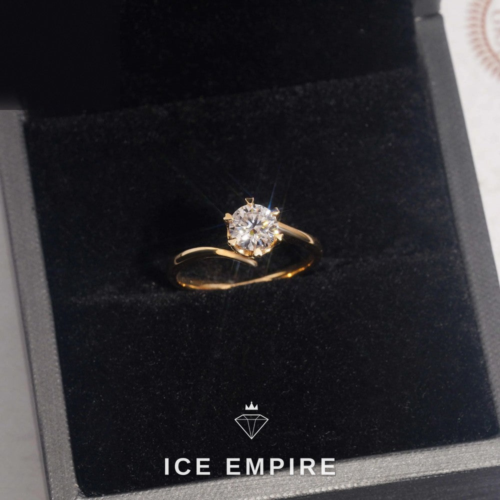 Iced Out Rose Gold Plated Moissanite Engagement Ring