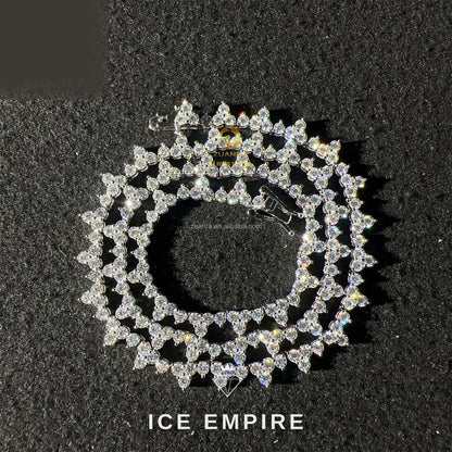 Iced Out Cluster Rose Gold Plated Moissanite Cuban Chain