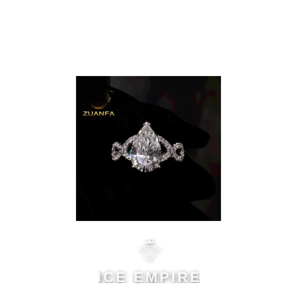 Iced Out 10K Gold Moissanite Engagement Ring