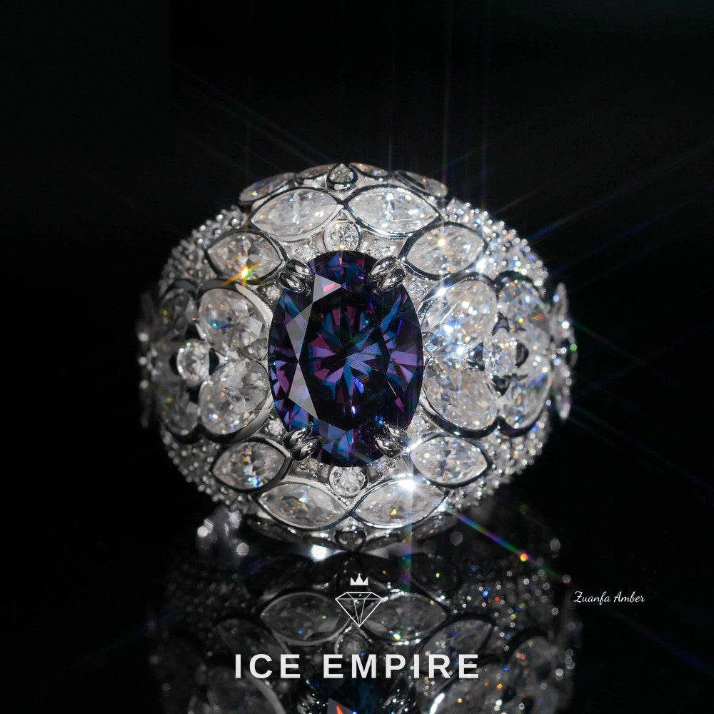 Iced Out 925 Silver Moissanite Ring