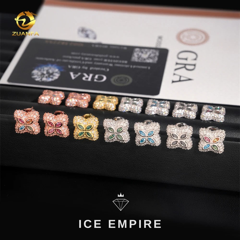 Iced Out 925 Silver Moissanite Stud Earrings
