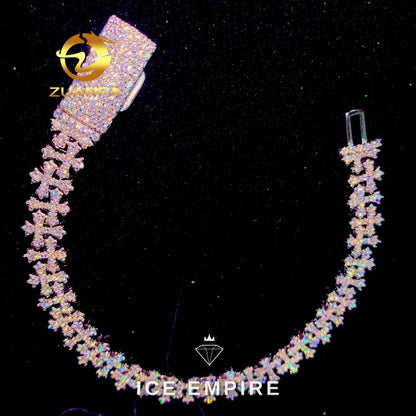Iced Out Cross 925 Silver Moissanite Cuban Chain