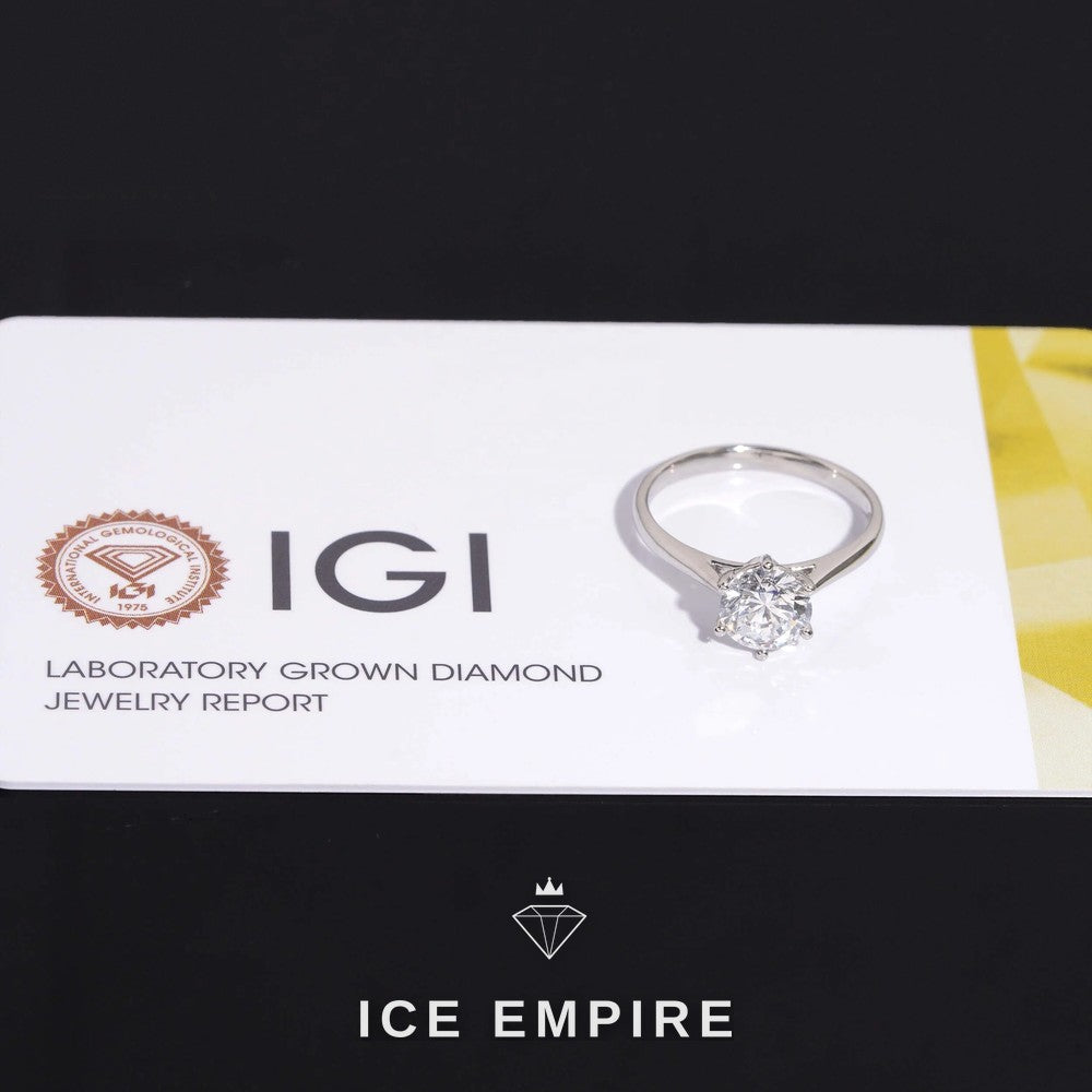 Iced Out 925 Silver Lab Grown Diamond Engagement Ring