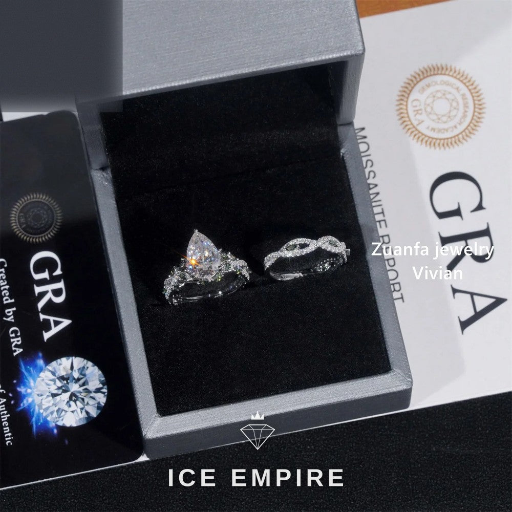 Iced Out 14K Gold Moissanite Wedding Band