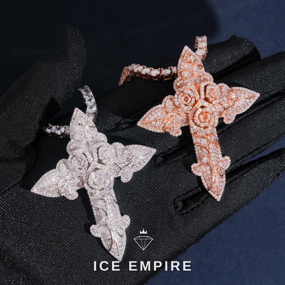 Iced Out Cross 925 Silver Pendant