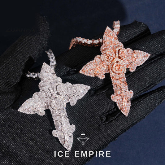 Iced Out Cross 925 Silver Pendant
