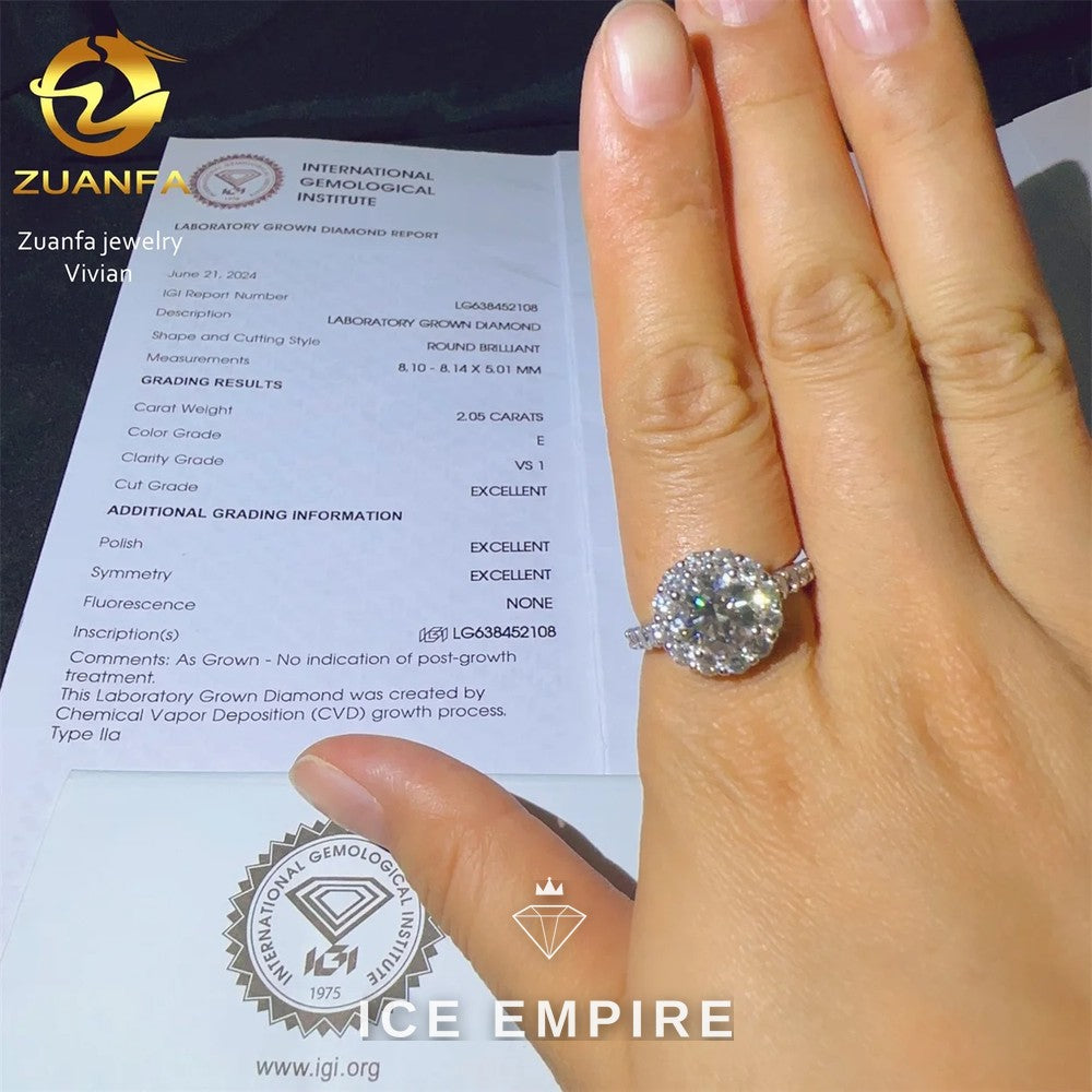 Iced Out Cluster 18K Gold Lab Grown Diamond Ring