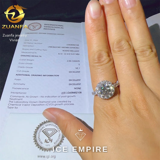 Iced Out Cluster 18K Gold Lab Grown Diamond Ring