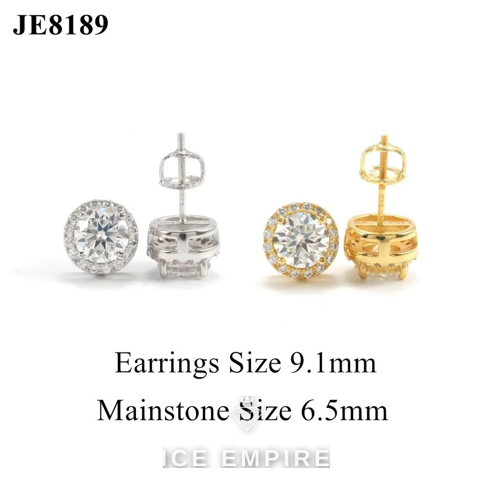 Iced Out 925 Silver Moissanite Stud Earrings