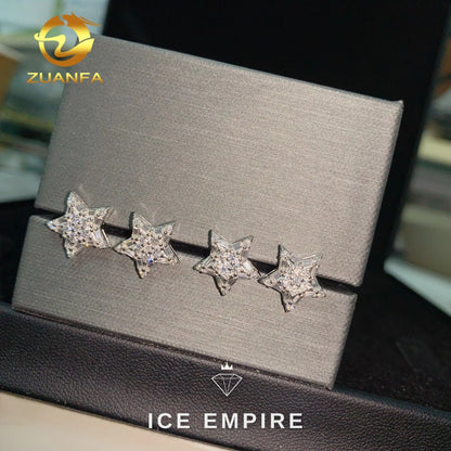 Iced Out Baguette 925 Silver Moissanite Stud Earrings