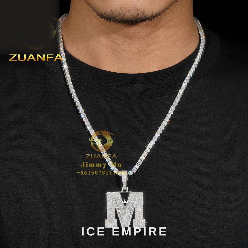 Iced Out 10K Gold Moissanite Pendant