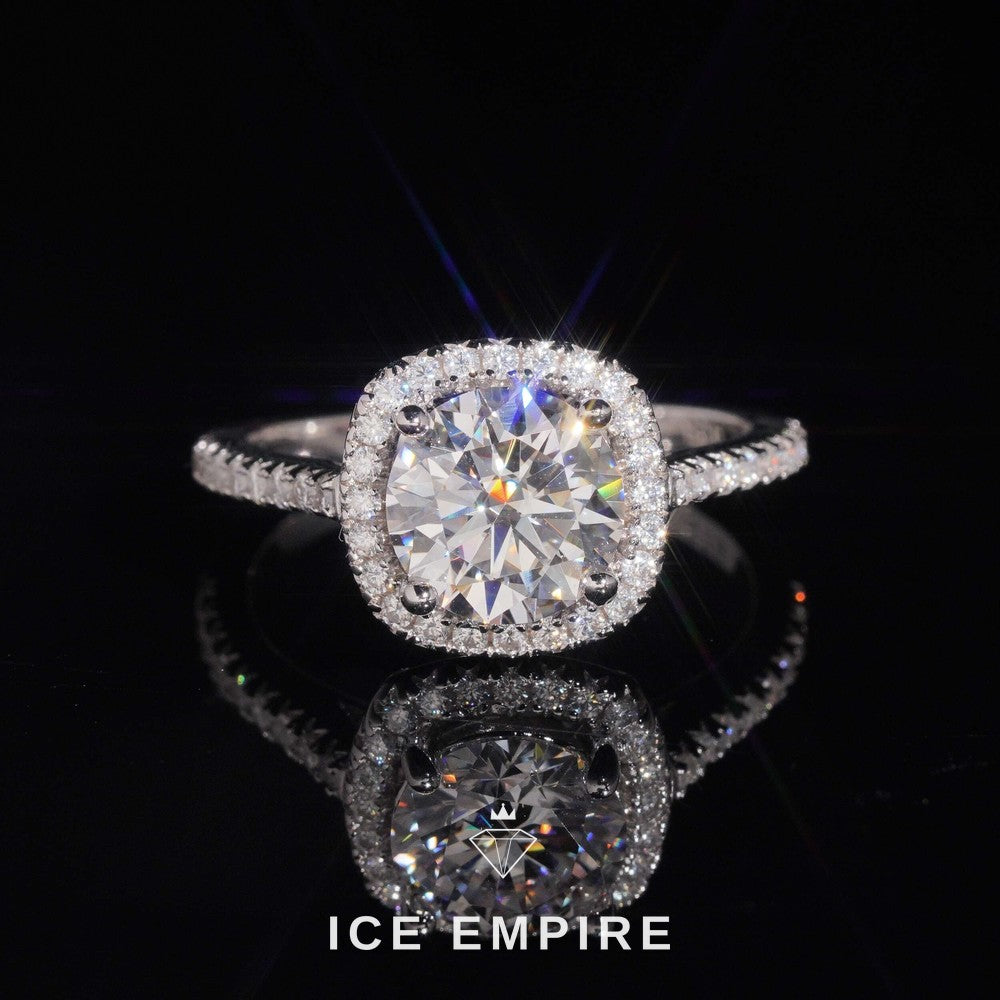 Iced Out Cluster Gold Plated Moissanite Engagement Ring