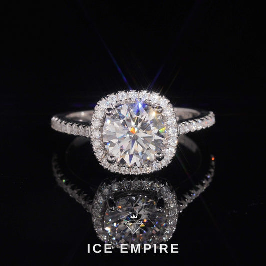 Iced Out Cluster Gold Plated Moissanite Engagement Ring