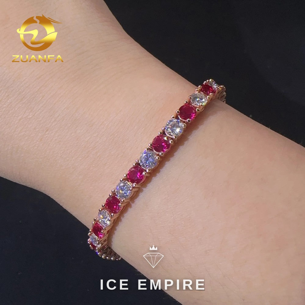 Iced Out Cluster Rose Gold Moissanite Tennis Chain