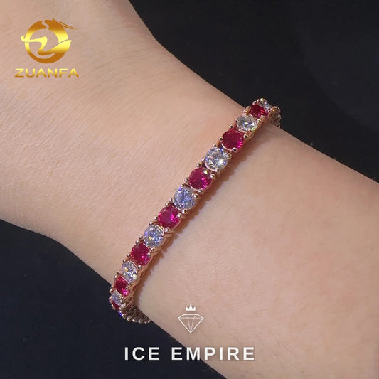Iced Out Cluster Rose Gold Moissanite Tennis Chain