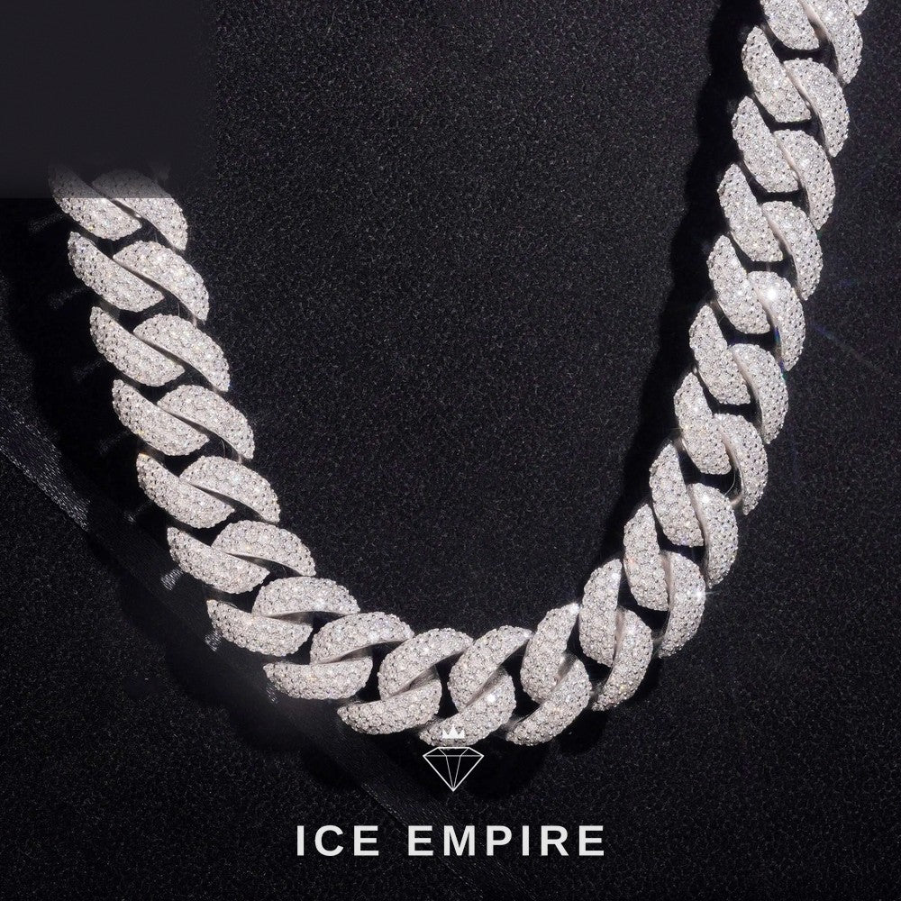 Iced Out Rose Gold Moissanite Cuban Chain