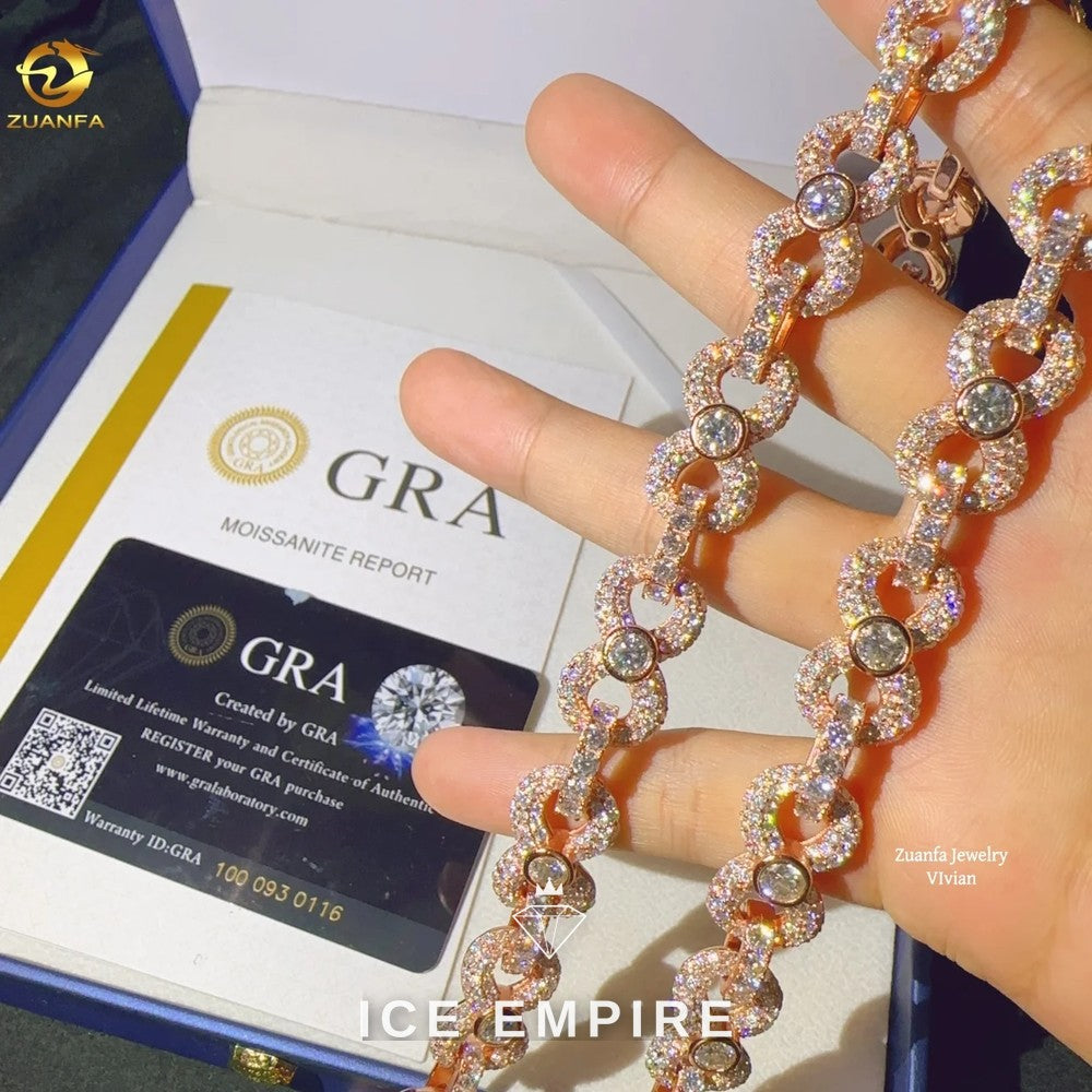 Iced Out Rose Gold Plated Moissanite Cuban Chain