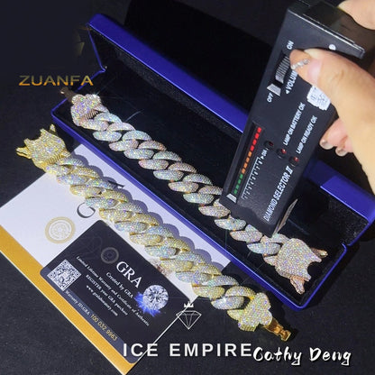Iced Out 925 Silver Moissanite Cuban Chain