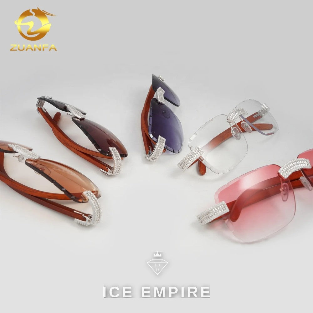 Iced Out Baguette 925 Silver Moissanite Glasses