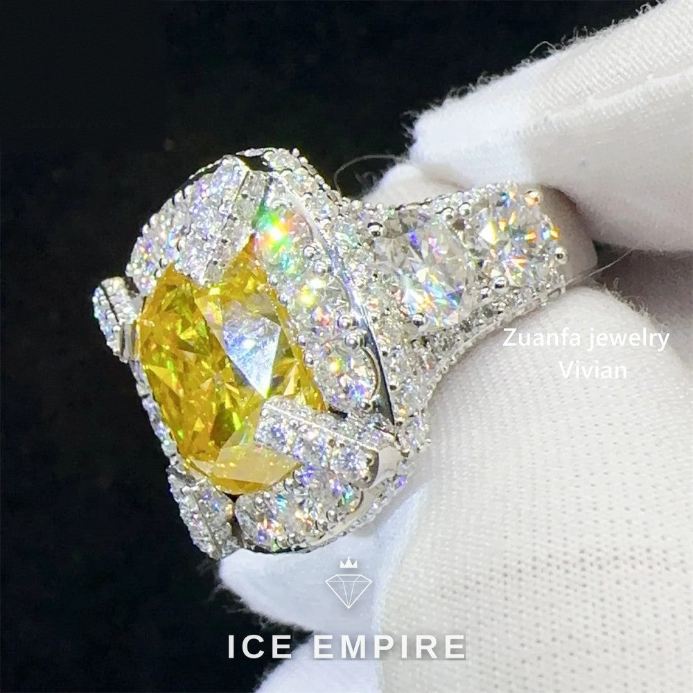Iced Out 925 Silver Moissanite Ring