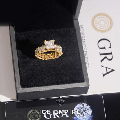 Iced Out Rose Gold Plated Moissanite Engagement Ring