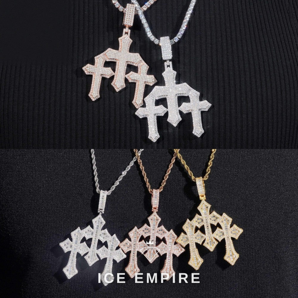 Iced Out Baguette 925 Silver Moissanite Pendant