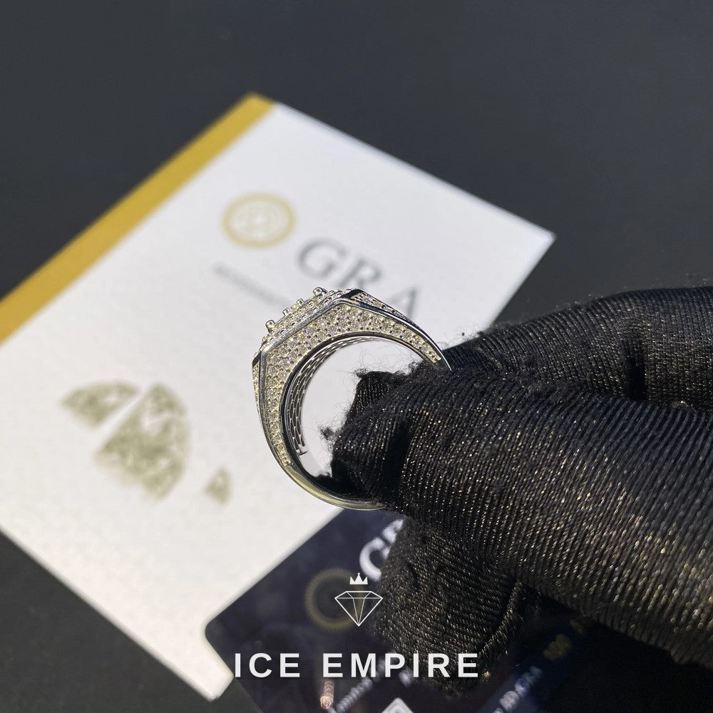 Iced Out 925 Silver Moissanite Ring