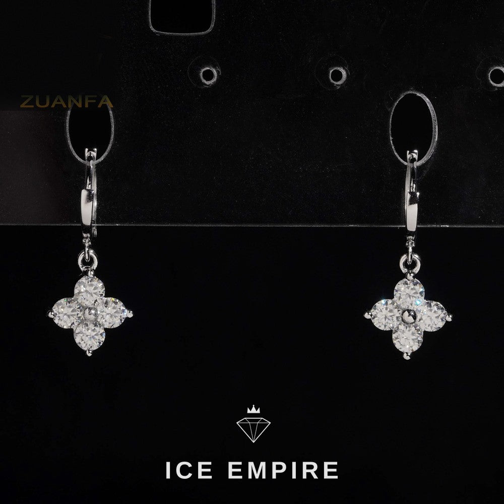 Iced Out 925 Silver Moissanite Hoop Earrings