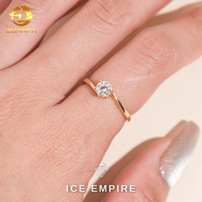 Iced Out 14K Gold Moissanite Engagement Ring