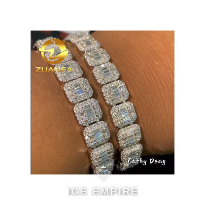 Iced Out Baguette Rose Gold Plated Moissanite Cuban Chain