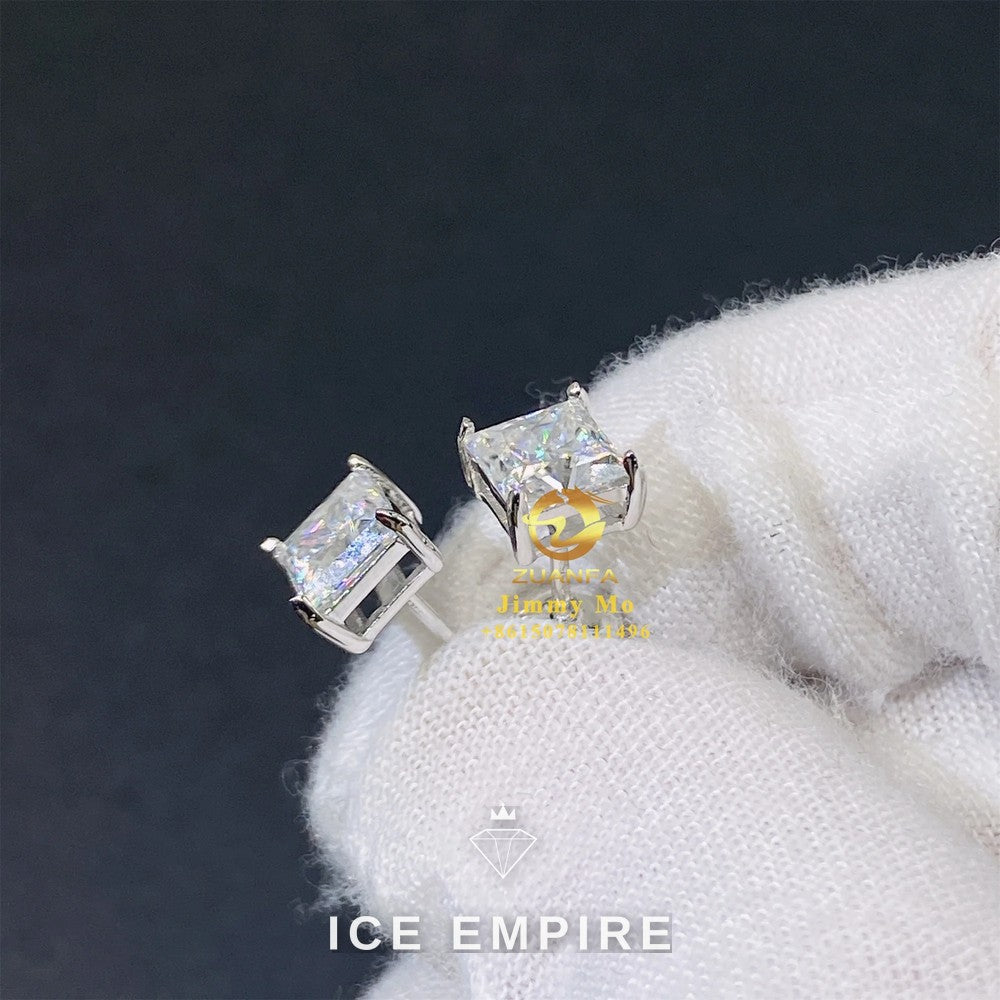 Iced Out Gold Plated Moissanite Stud Earrings
