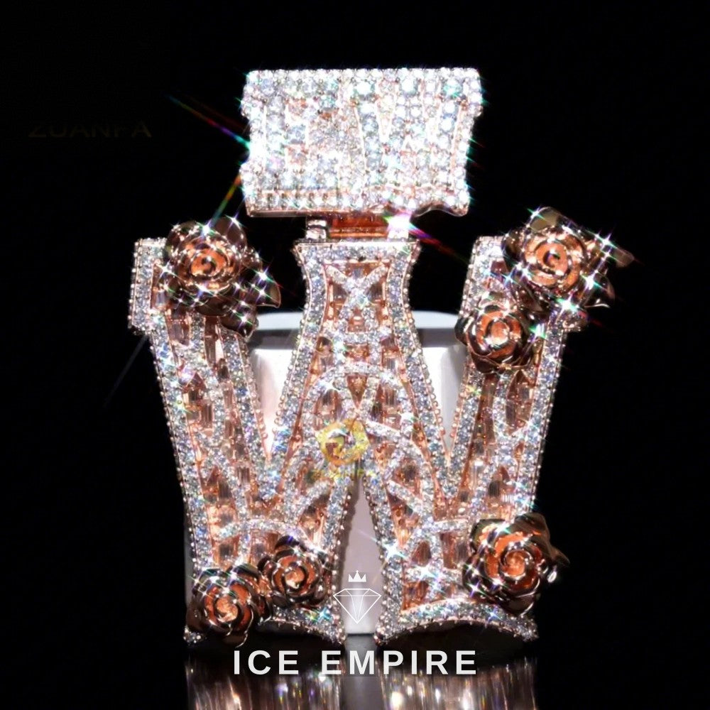 Iced Out Baguette 925 Silver Pendant