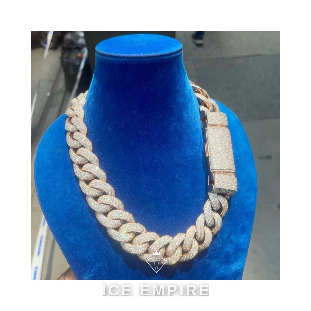 Iced Out Rose Gold Plated Moissanite Cuban Chain