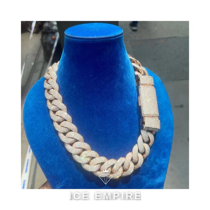 Iced Out Rose Gold Plated Moissanite Cuban Chain