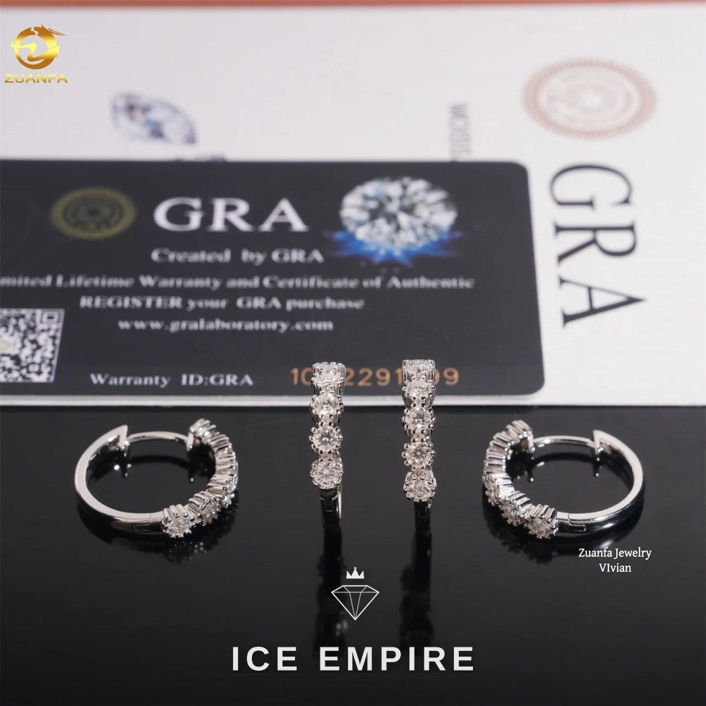 Iced Out 925 Silver Moissanite Stud Earrings