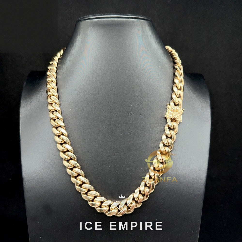 Iced Out 14K Gold Cuban Chain