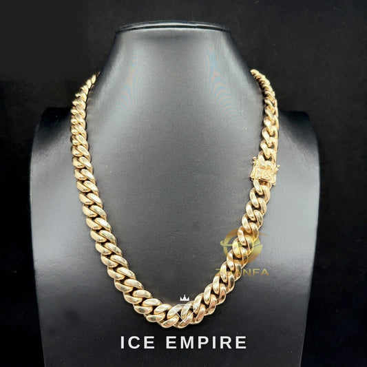 Iced Out 14K Gold Cuban Chain