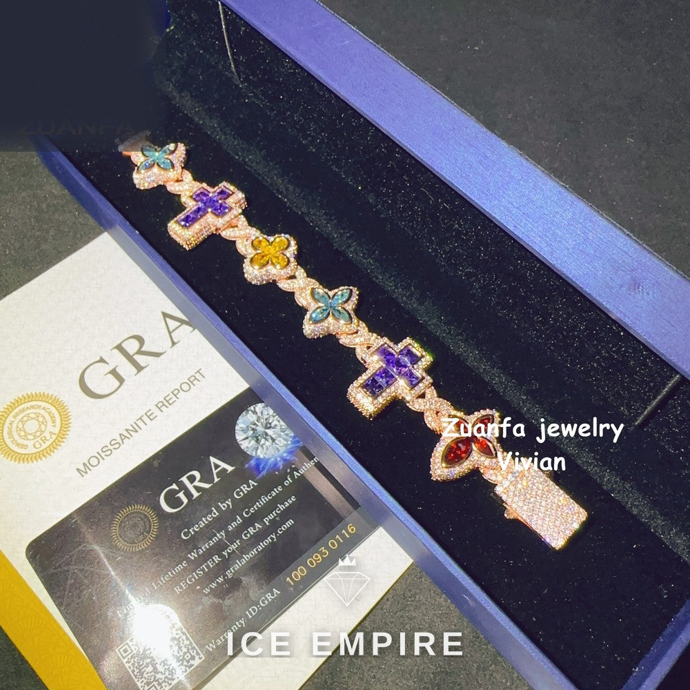 Iced Out 925 Silver Moissanite Cuban Chain