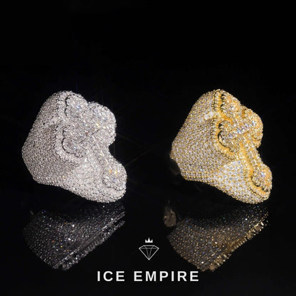 Iced Out Cross Gold Plated Moissanite Ring