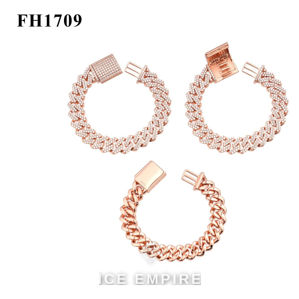 Iced Out Rose Gold Plated Moissanite Cuban Chain
