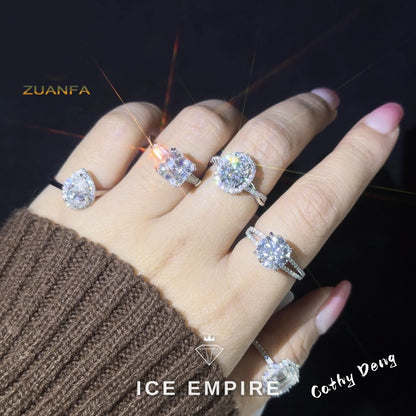 Iced Out 925 Silver Moissanite Engagement Ring