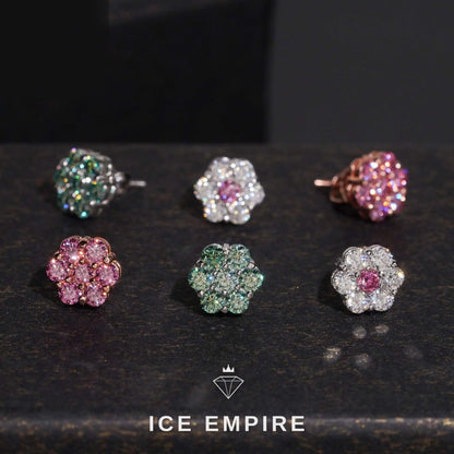 Iced Out Cluster Gold Plated Moissanite Stud Earrings