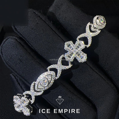 Iced Out Cross 925 Silver Moissanite Cuban Chain
