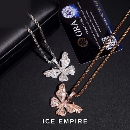 Iced Out Butterfly 925 Silver Moissanite Pendant