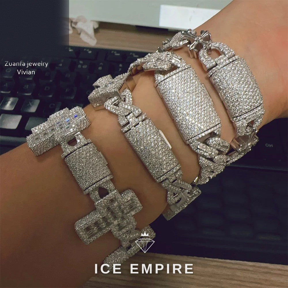 Iced Out 925 Silver Moissanite Cuban Chain